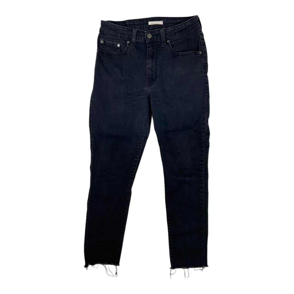 Levis 721 High Rise Skinny Jeans Womens 30 Black Denim Stretch Cropped